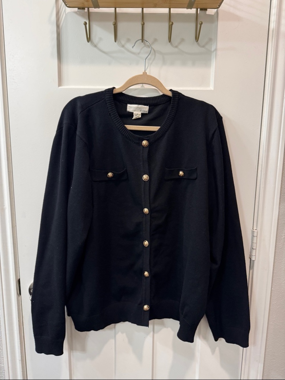 Black Button-Front Women's Sweater Cardigan
